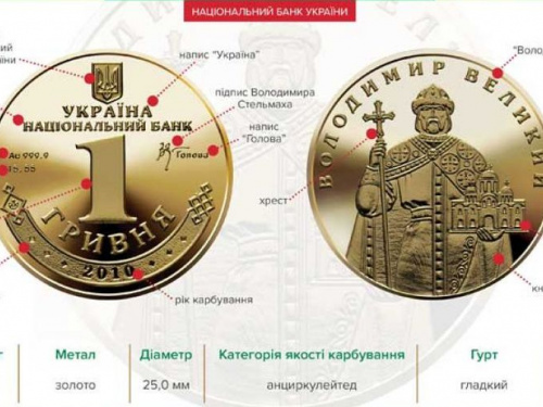 Нумізматам на замітку: НБУ вводить в обіг "золоту гривню"