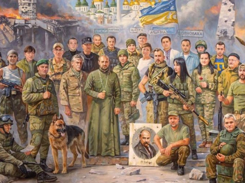 Уманчанин Андрій Кизило, що загинув в боях за Авдіївку, зображений на картині «Створення нації»
