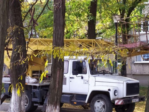 В Авдеевке обрезают аварийные ветви (ФОТОФАКТ)