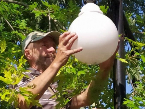 Сквер по улице Гагарина в Авдеевке стал светлее (ФОТО)