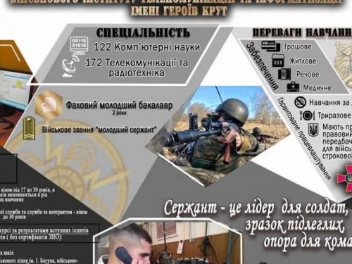 Авдіївських абітурієнтів запрошують на навчання до Військового коледжу сержантського складу Військового інституту телекомунікацій та і