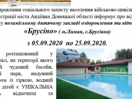 Дети прифронтовой Авдеевки могут отдохнуть в "Брусино"