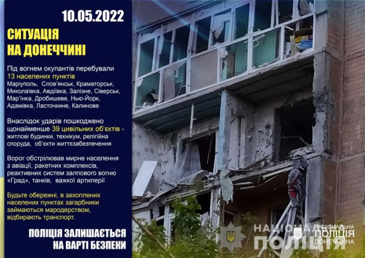 Оперативне зведення поліції Донеччини на 10 травня