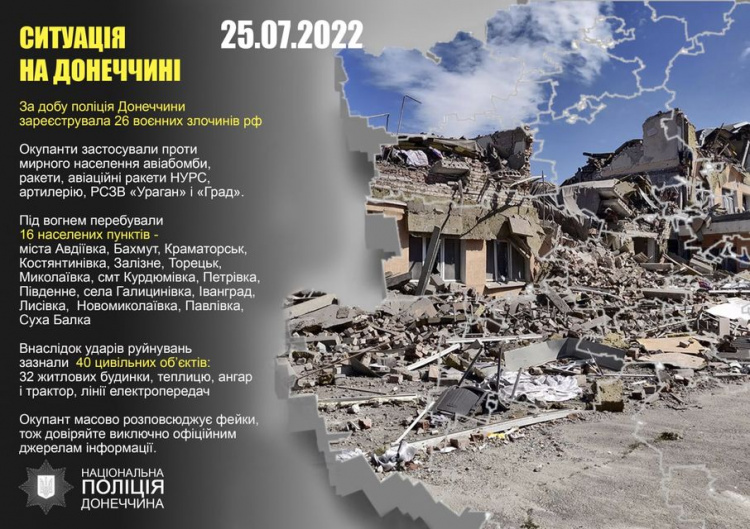 Оперативне зведення поліції Донеччини на 25 липня
