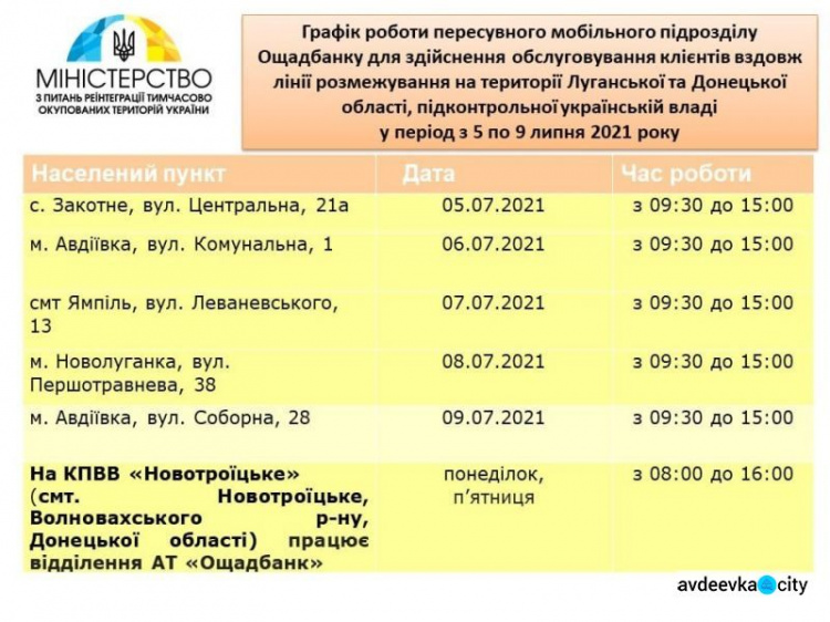 Мобильный «Ощадбанк» снова будет обслуживать авдеевцев