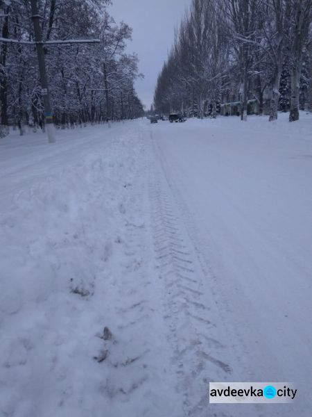 Запорошенная Авдеевка: коммунальщикам - работа, детям - забава (ФОТОРЕПОРТАЖ)
