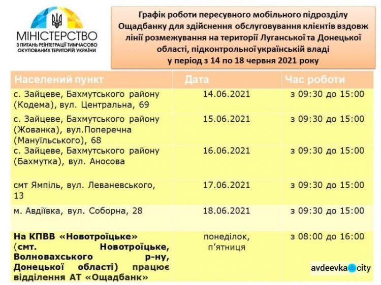 Мобильный «Ощадбанк» снова будет обслуживать авдеевцев
