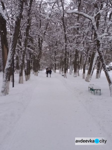 Запорошенная Авдеевка: коммунальщикам - работа, детям - забава (ФОТОРЕПОРТАЖ)